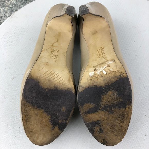 Franco Sarto Women's Size 7.5M Napoli Tan Leather Patent Slip On High Heel Pumps - Picture 10 of 13